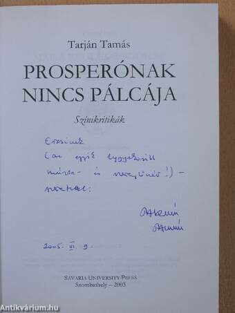 Prosperónak nincs pálcája (dedikált példány)