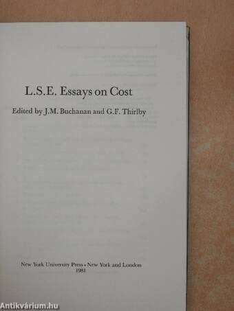 L. S. E. Essays on Cost