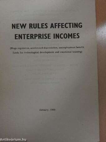 New rules affecting enterprise incomes