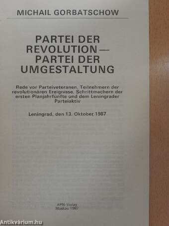 Partei der Revolution - Partei der Umgestaltung