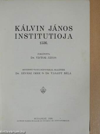 Kálvin János Institutioja