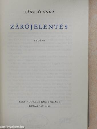 Zárójelentés