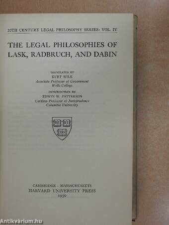 The Legal Philosophies of Lask, Radbruch, and Dabin