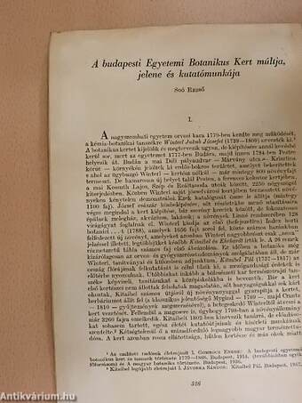 A budapesti egyetemi botanikus kert múltja, jelene és kutatómunkája
