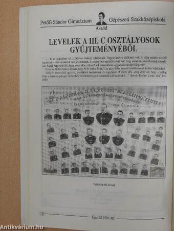 Az Aszódi Petőfi Sándor Gimnázium és Gépészeti Szakközépiskola Értesítője az 1991-92-es tanévről