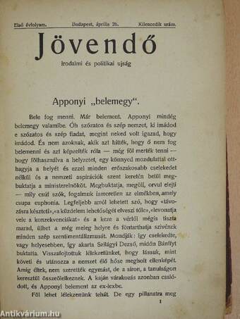 Jövendő 1903. április 26. - május 10.