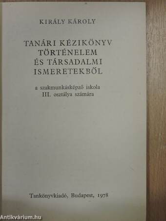 Tanári kézikönyv történelem és társadalmi ismeretekből