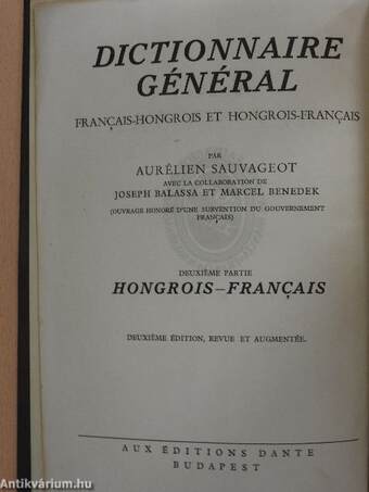 Francia-magyar és magyar-francia nagy kéziszótár II.