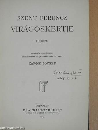 Assisi Szent Ferencz virágoskertje