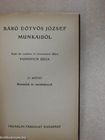 Báró Eötvös József munkáiból II.