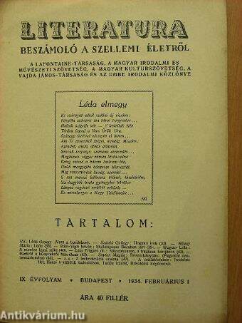 Literatura 1934. februárius 1.