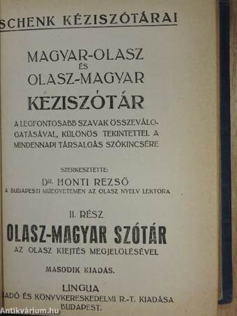 Magyar-olasz és olasz-magyar kéziszótár I-II.