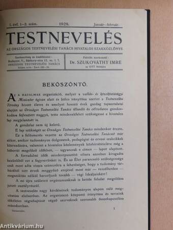 Testnevelés 1928. január-február