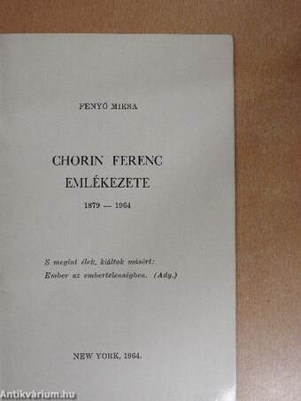 Chorin Ferenc emlékezete