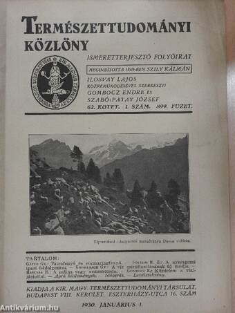 Természettudományi Közlöny 1930. januárius 1.