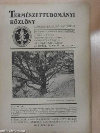 Természettudományi Közlöny 1929. április 15.