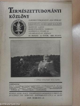 Természettudományi Közlöny 1929. március 15.