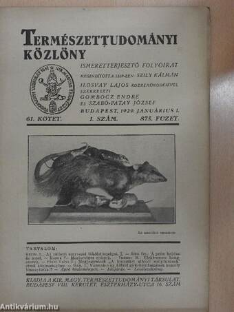 Természettudományi Közlöny 1929. januárius 1.