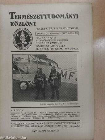 Természettudományi Közlöny 1929. szeptember 15.