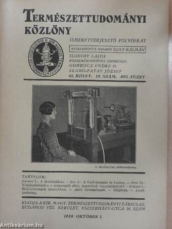 Természettudományi Közlöny 1929. október 1.