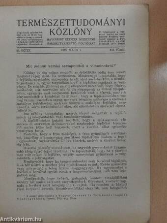 Természettudományi Közlöny 1928. május 1.