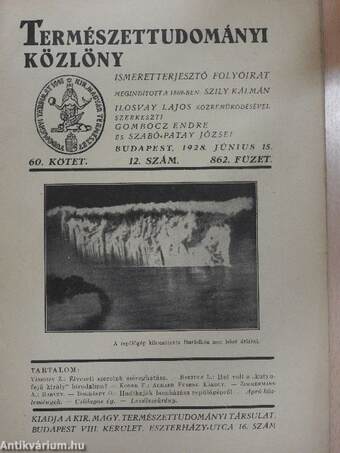 Természettudományi Közlöny 1928. június 15.