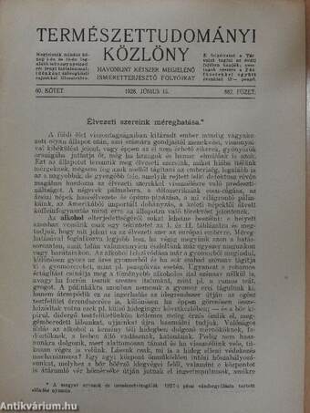 Természettudományi Közlöny 1928. június 15.