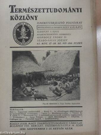 Természettudományi Közlöny 1930. szeptember 1-15.