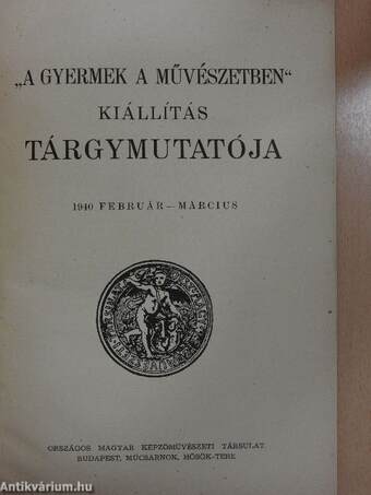 "A gyermek a művészetben" kiállítás tárgymutatója