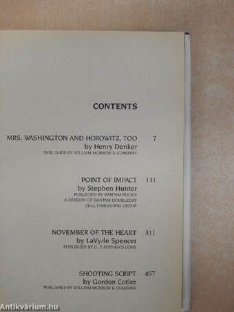 Mrs. Washington and Horowitz, too/Point of impact/November of the heart/Shooting script