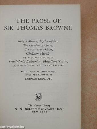 The Prose of Sir Thomas Browne