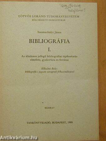 Bibliográfia I.