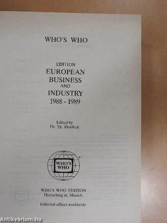 Who's Who European Business and Industry 1988-1989 I-II.