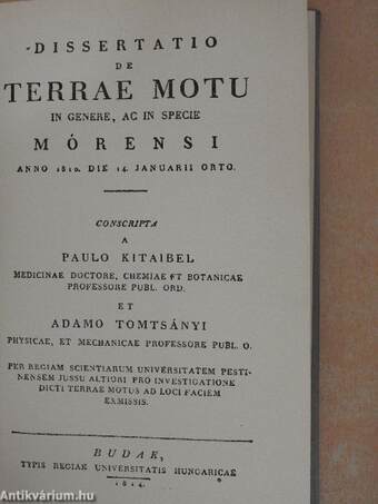 Dissertatio de terrae motu in genere, ac in specie Morensi anno 1810 die 14. januar orto