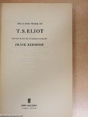 Selected Prose of T. S. Eliot