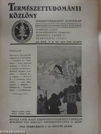 Természettudományi Közlöny 1932. februárius 1-15.