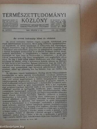 Természettudományi Közlöny 1932. július 1-15.