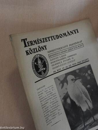 Természettudományi Közlöny 1932. július 1-15.