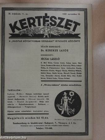 Kertészet 1937. november