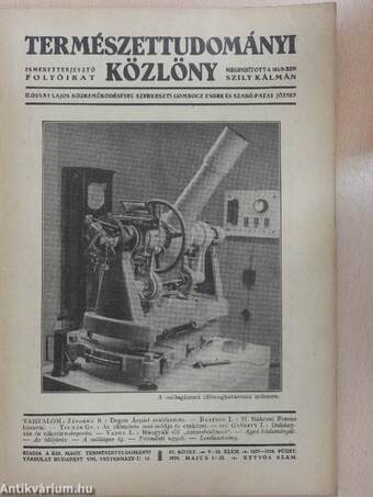 Természettudományi Közlöny 1935. május 1-15.