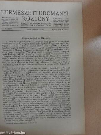 Természettudományi Közlöny 1935. május 1-15.