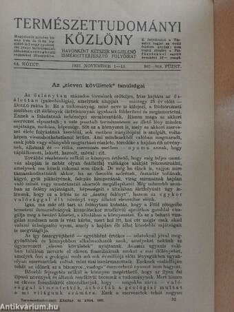 Természettudományi Közlöny 1932. november 1-15.