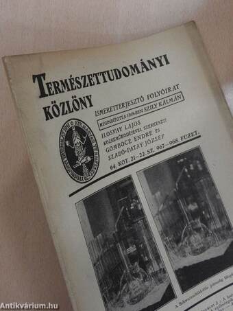 Természettudományi Közlöny 1932. november 1-15.