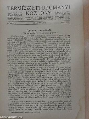 Természettudományi Közlöny 1931. januárius 15.