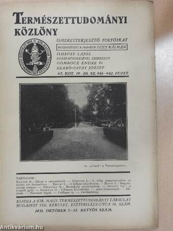 Természettudományi Közlöny 1931. október 1-15.