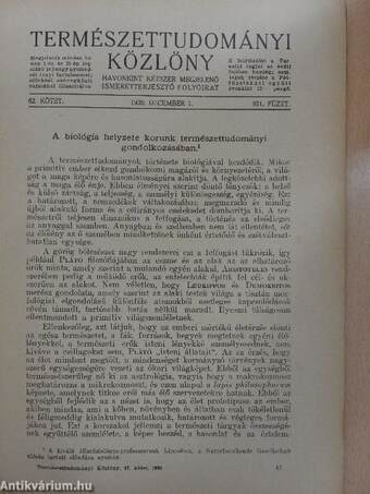 Természettudományi Közlöny 1930. december 1.