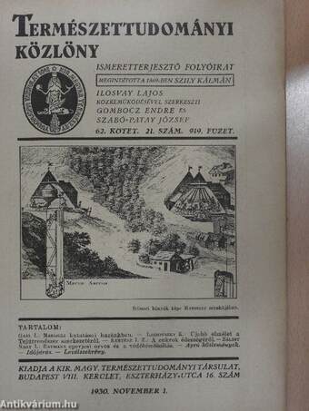 Természettudományi Közlöny 1930. november 1.