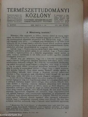 Természettudományi Közlöny 1933. május 1-15.