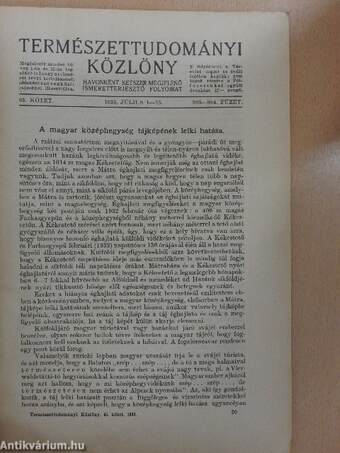 Természettudományi Közlöny 1933. július 1-15.