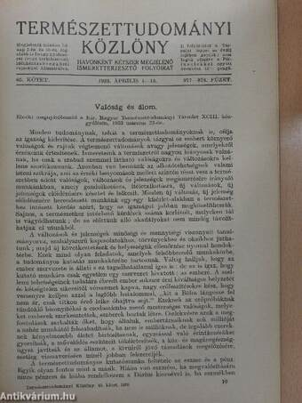 Természettudományi Közlöny 1933. április 1-15.